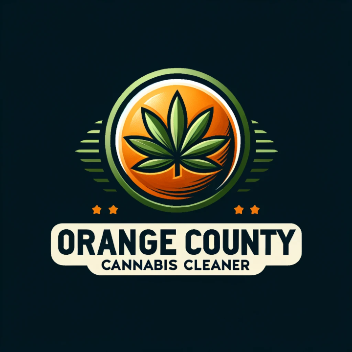 DALL·E 2024-01-05 18.10.13 - A sleek and modern logo design for 'Orange County Cannabis Cleaner'. The logo features the shape of an orange, subtly integrated with a cannabis leaf